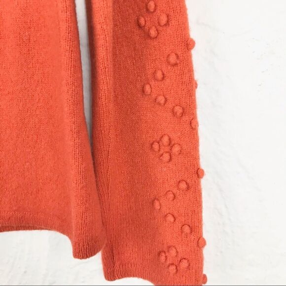 Mercer & Madison Orange Pompoms 100% Lambs Wool Cardigan Zip up Sweater - Picture 11 of 14